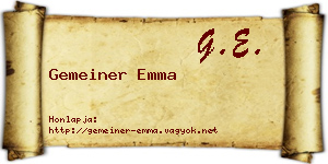 Gemeiner Emma névjegykártya